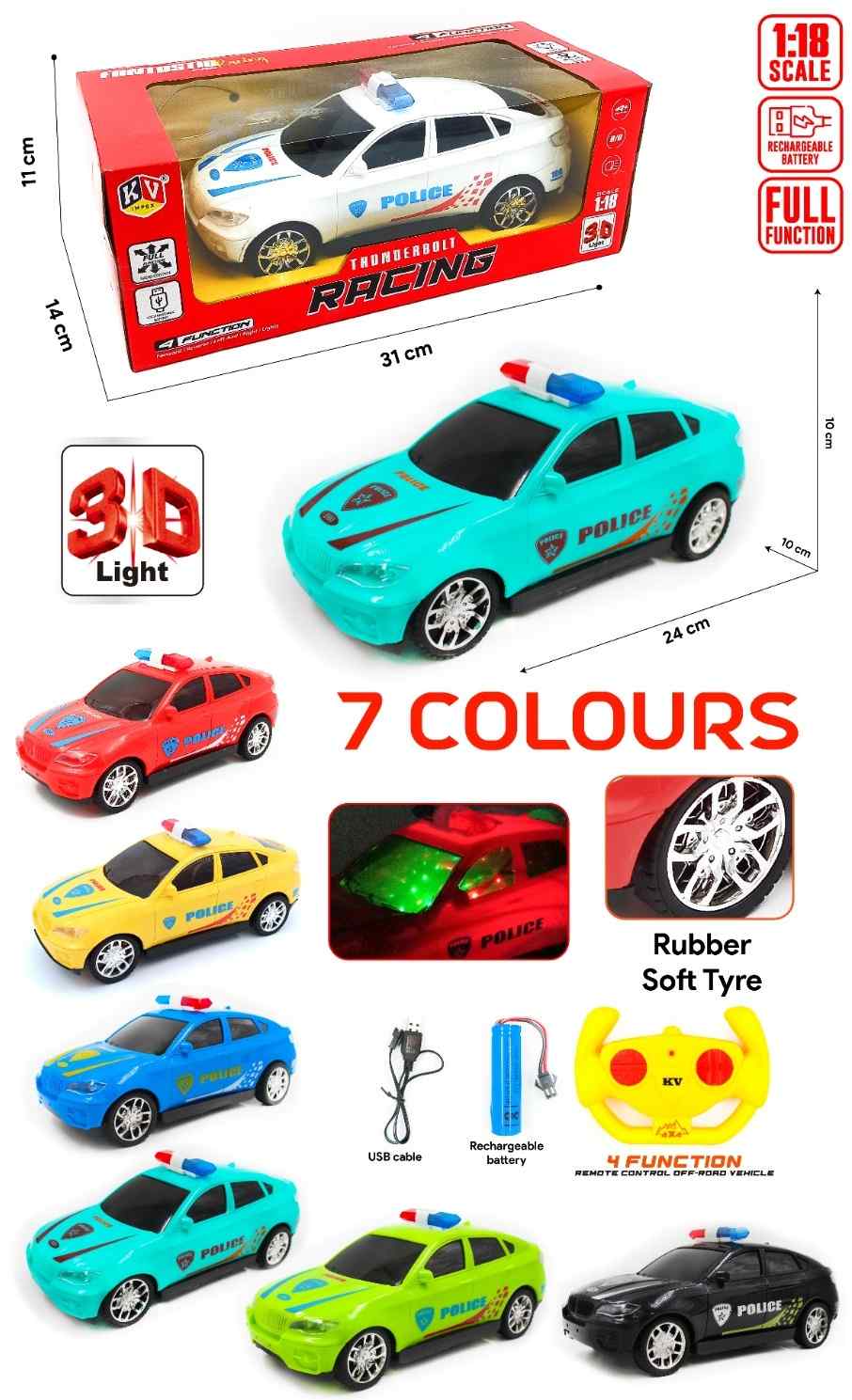 4 Function Remote Police Car
