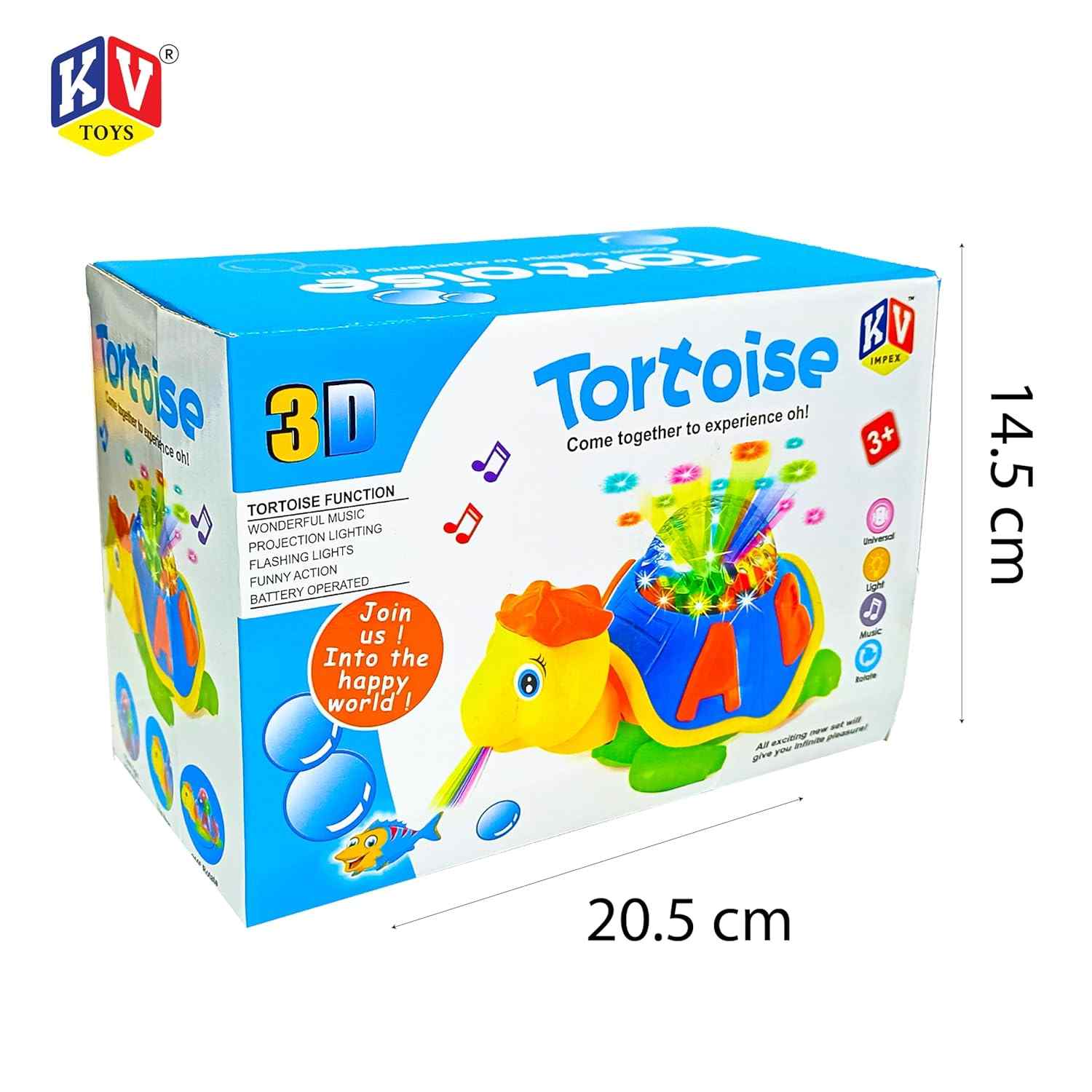 3D Tortoise Toy | Dancing, Lighting and Flashing Features | Battery Operated with Music and Projections | Best Gift for Kids