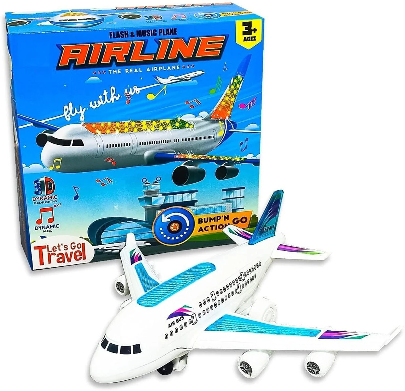 Airline Flash and Music plane Toy with 3d light
