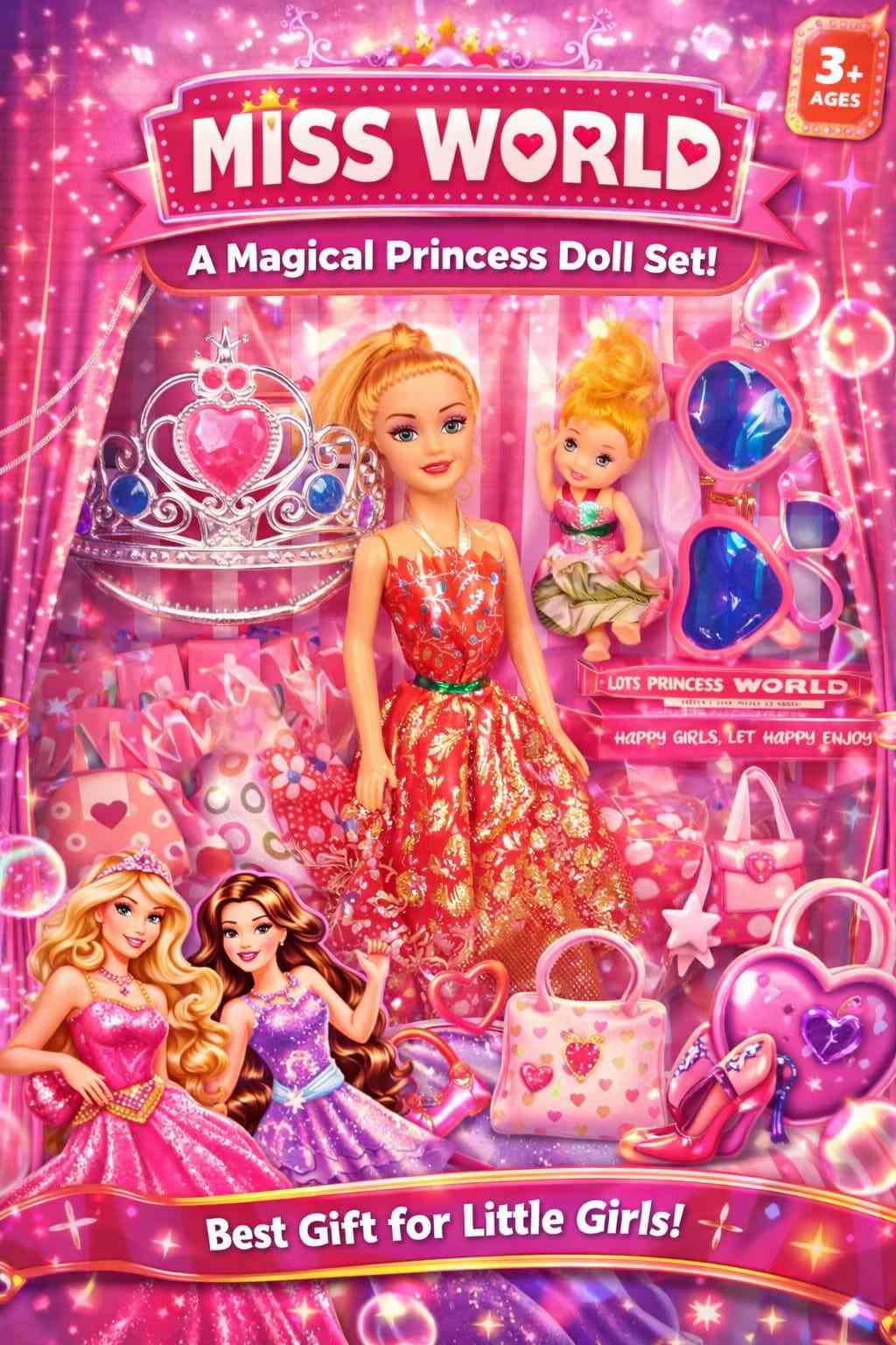 Big Size Miss World Doll Play Set for Kids, Children, Girls Playing Doll (with Dresses)