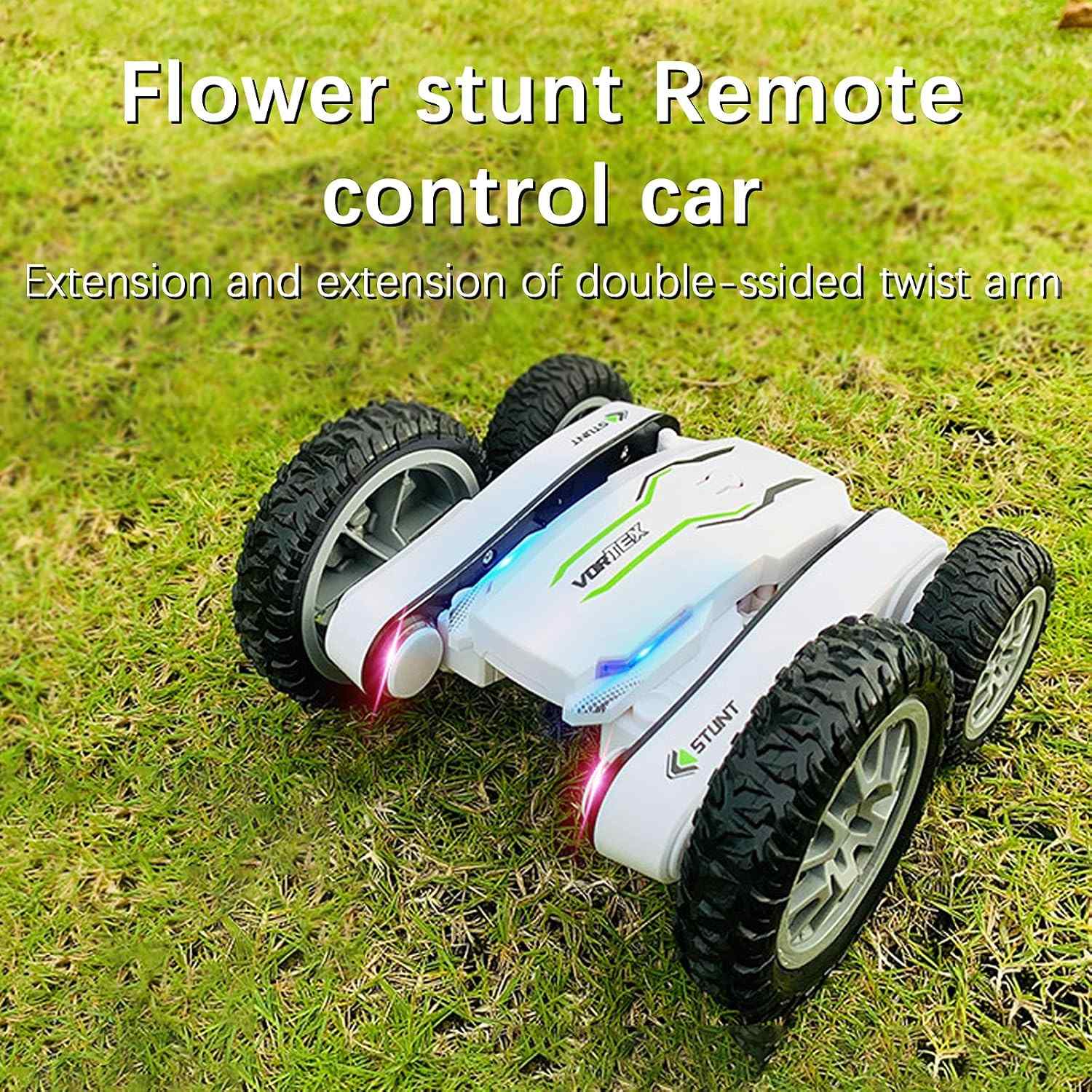 RC Cars Remote Control Car with Led Lights Control, 4WD 2.4Ghz RC Stunt Car Double Sided Rotating Vehicles 360° Flips, All Terrain Road RC Car Toys for Boys