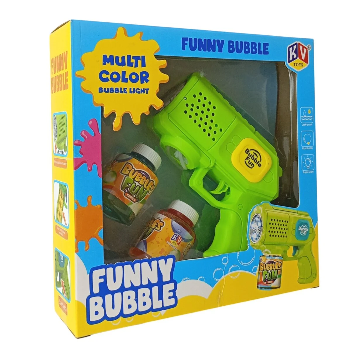 Funny Bubble Battery Operator Gun With Light | Fun Multi-Color Bubble Play for Kids 4+ Years | Includes 2 Refill Bottles