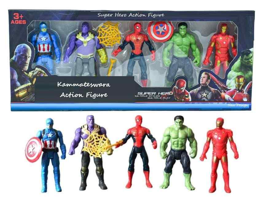 Avengers Toy Set of 5 Twist and Move Marvels Super Hero Characters Action Figure Play Set : Captain America, Hulk, Thor, Iron Man and Ant Man Best Gift for Birthday for Baby Multicolor